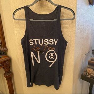 STUSSY Women Gray Love Potion N9 Loose Fit Tank Top Size Small